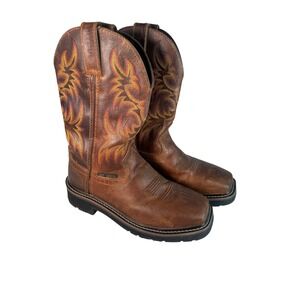 Justin Women Steel Toe Square Toe Western‎ Cowboy Work Boots Leather Size 6.5B
